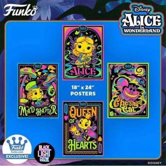 Funko Mad Hatter (black light) poster Alice in Wonderland w/ original tube - Picture 4 of 4
